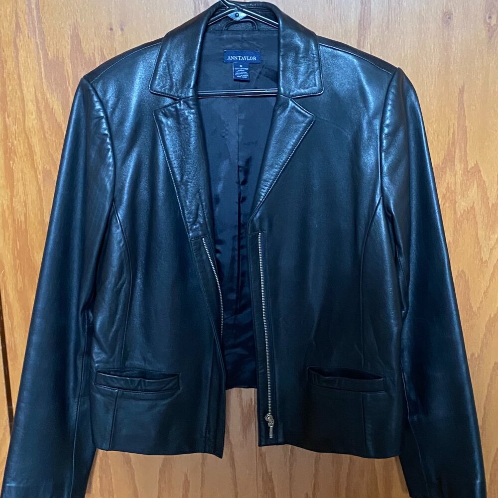 Ann Taylor black leather jacket